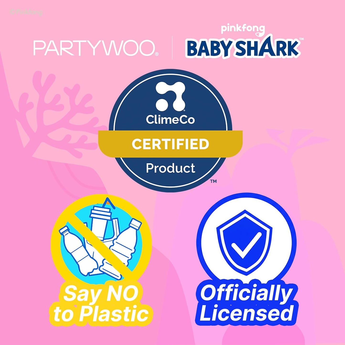PartyWoo Baby Shark Family Foil Balloons - 13pcs Pink Round & Star Mylar Helium Balloons for Kids' Birthday Party Decorations