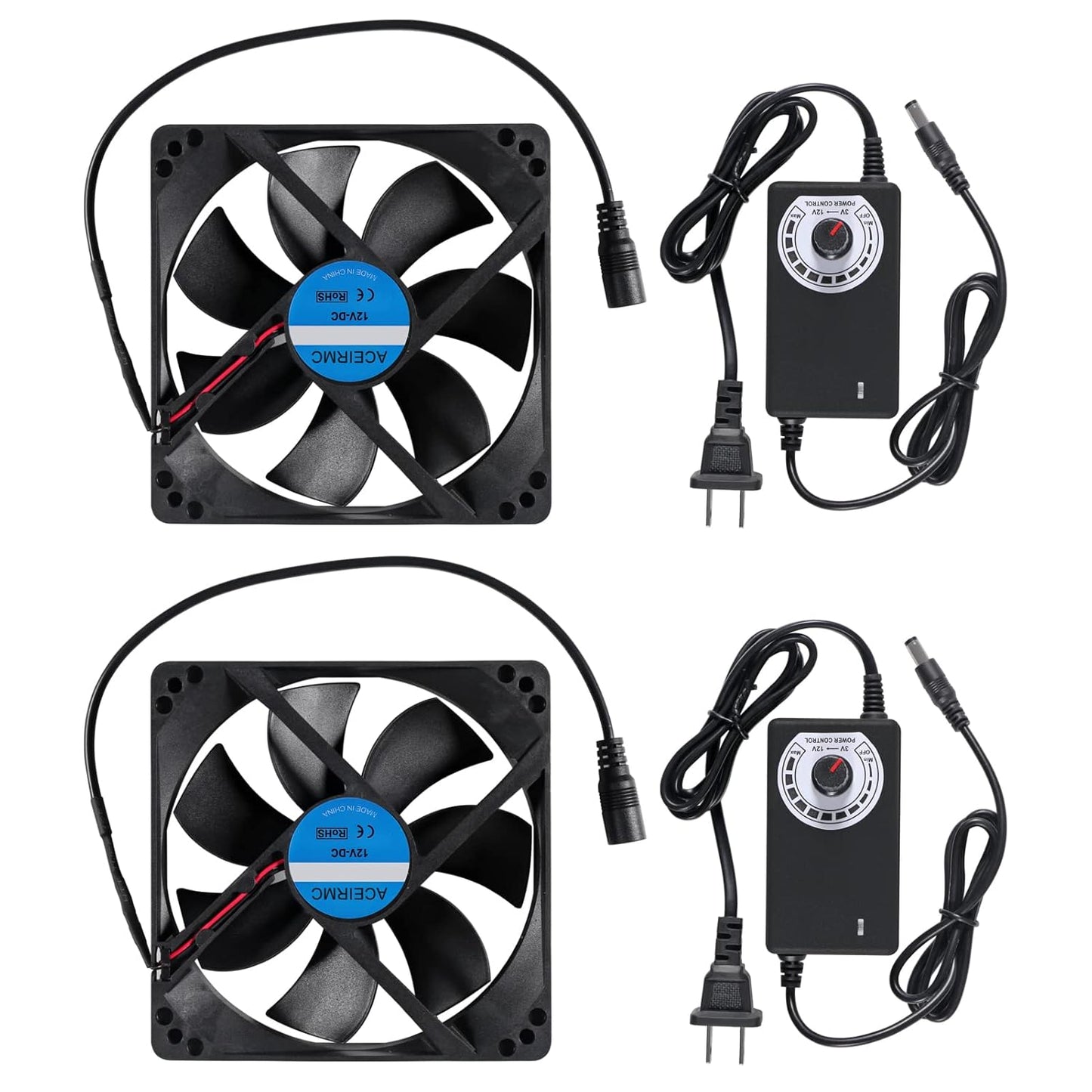 2pcs 120x25mm 110V 220V 3 12V Blower Cooling Fan AC Powered Cooling Fan Dual-Ball Bearings to Speed Controller Fan
