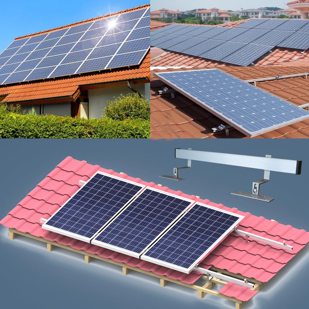 Solar Panel Mounting Bracket Kit to Metal Roof Sloped or Flat Pitched Tile Shingle Roofs for 1-4pcs Solar Panels