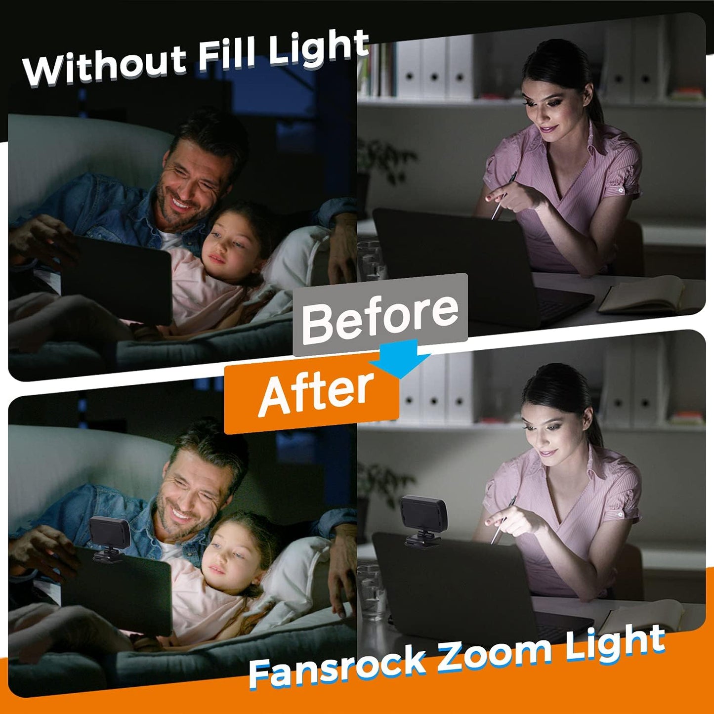 fansrocck Video Conference Lighting, Webcam Lighting for Remote Working, Zoom Lighting for Laptop/Computer, Zoom Calls