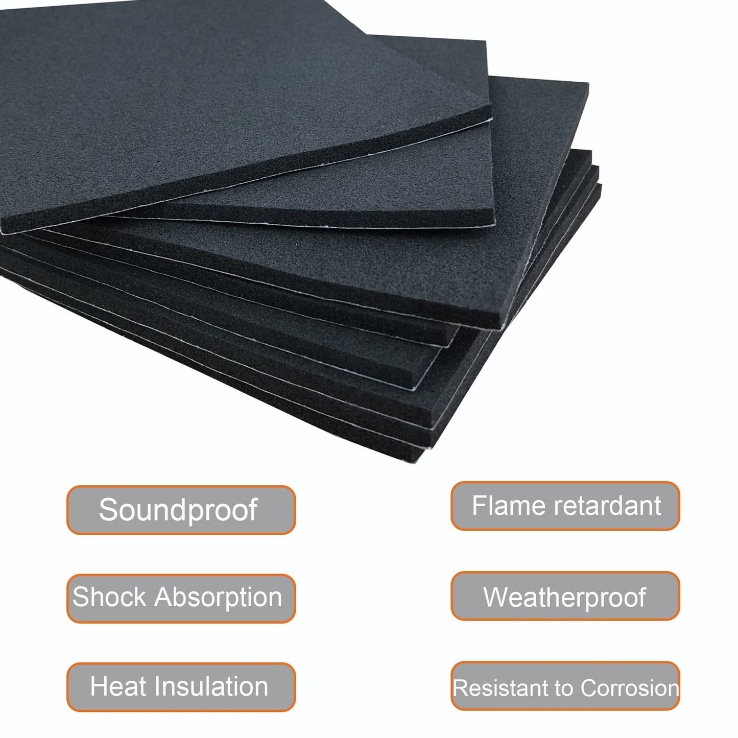 8 Pcs Black Adhesive Foam Padding, Closed Cell Foam Sheet 1/8" Thick 6 Inch X 6 Inch, Adhesive Neoprene Rubber Pad Self Stick Anti-Slip Anti Vibration Pad (6inX 6inX 1/8in, 8)