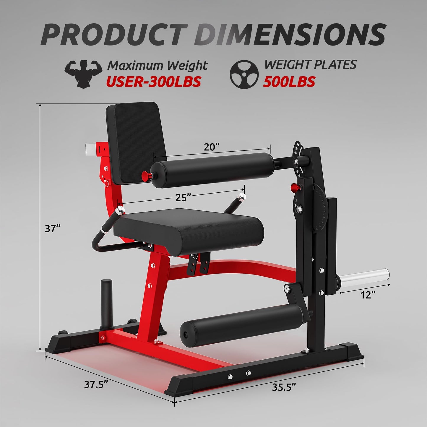XGEME Leg Extension and Curl Machine, 2-in-1 Seated Lower Body Strength Training Equipment for Home Gym, Adjustable Leg Developer with High-Density Foam Rollers, Fits 1" & 2" Weight Plates