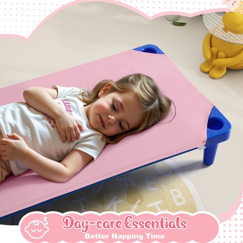 Horbaunal 2 Pack Pink Cot Sheets for Daycare/Pre-School Standard Size, 23" x 51" Cot Fitted Sheets, Microfiber Fitted Cot Cover for Preschool Kids Nap Time, Daycare Essentials