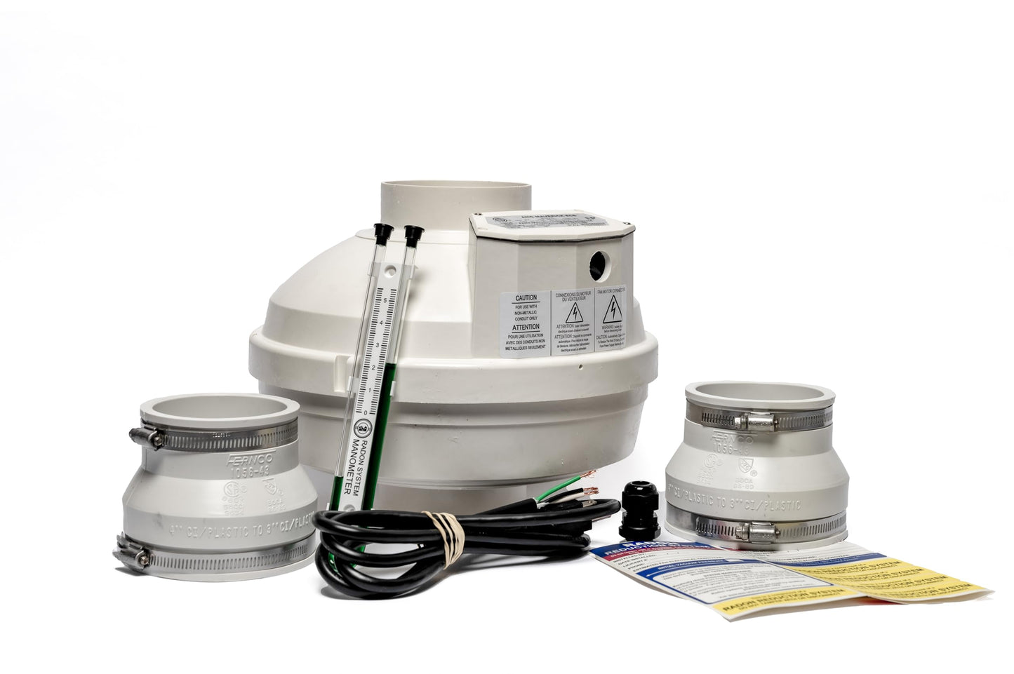 Festa AMG Maverick ECS Radon Fan - 3" Installation Kit - Speed Controllable - Quiet and Energy Efficient Radon Mitigation Inline Fans - Electronically Commutated Motor- High Performance 4" Duct Fan