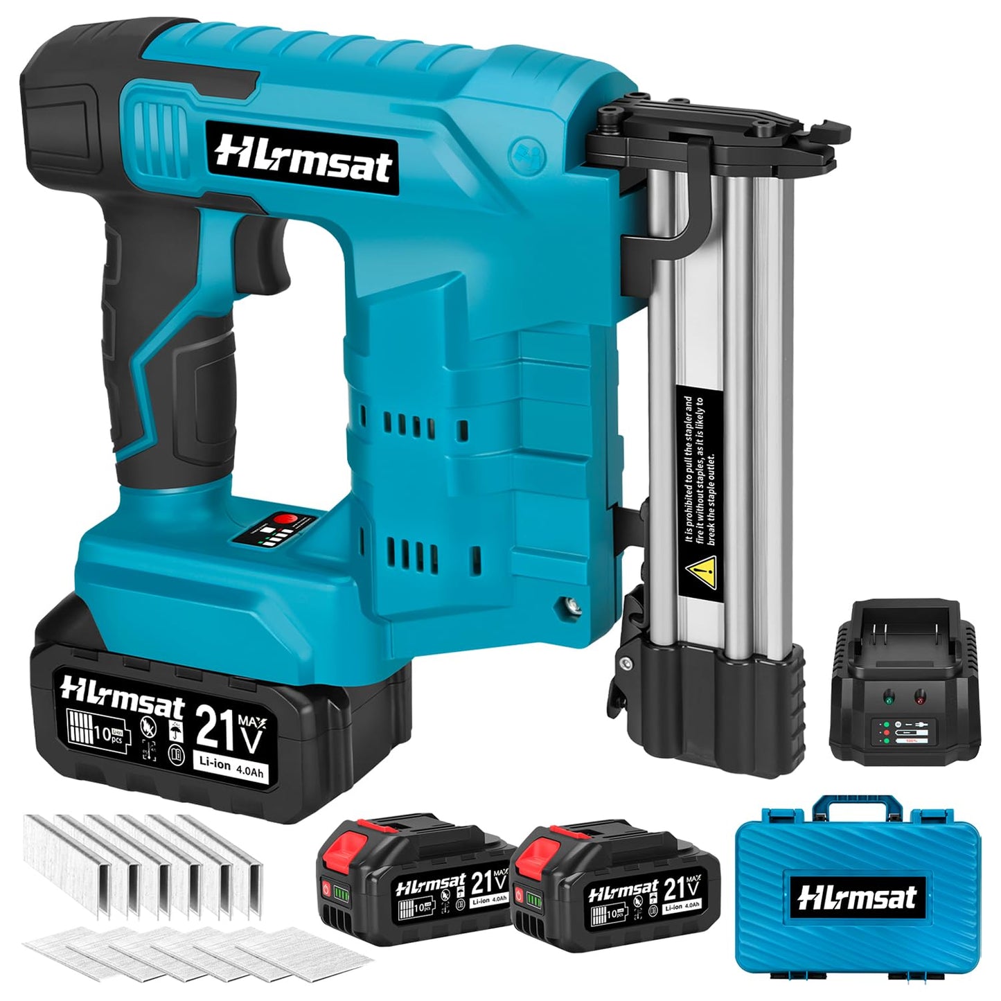 Hlrmsat 18 Gauge Brad Nailer Cordless,2-In-1 Brushless Nail Gun And Staple Gun with 2×4.0Ah Battery,Electric Pistola De Clavos De Bateria with 1200Pcs Nails for Woodworking,Home Improvement DIY