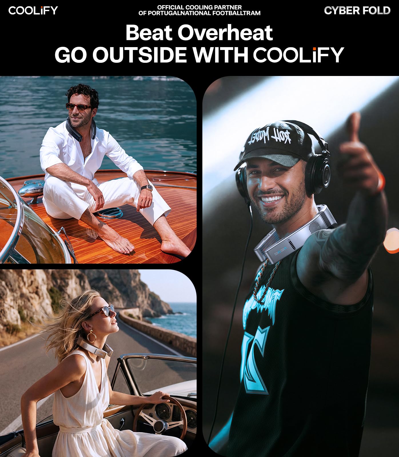 TORRAS 2026 COOLiFY Cyber Fold AI Neck Air Conditioner, Ultimate Cooler Max Cooling Area, Neck & Face Cooler with Adjustable Strong Wind, Rechargeable Neck Fan for Travel Gift for Dad, Husband,Black