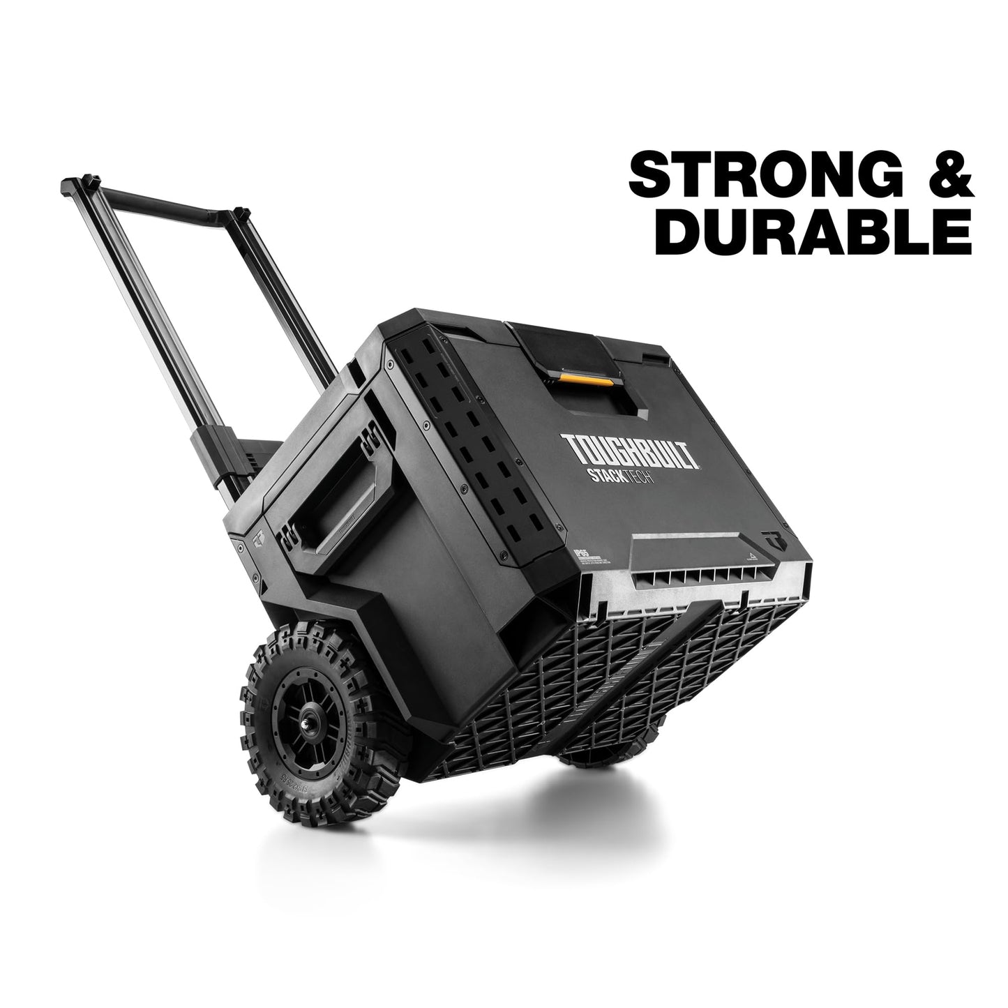 ToughBuilt StackTech Rolling Tool Box, Heavy-Duty Portable Tools Organizer, 250 lb Capacity - Stackable and Waterproof Toolbox Storage System with Lockable Lid and 9-Inch All-Terrain Wheels