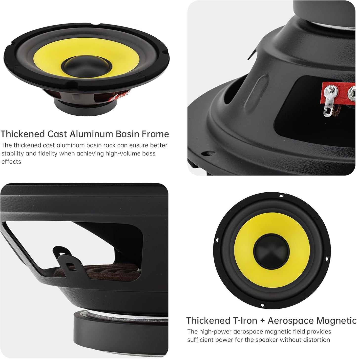 DriSentri 6 Inch Bass Loudspeaker Woofer Speaker, Car Speakers Wide Frequency Response Car Audio Stereo Speaker for Car