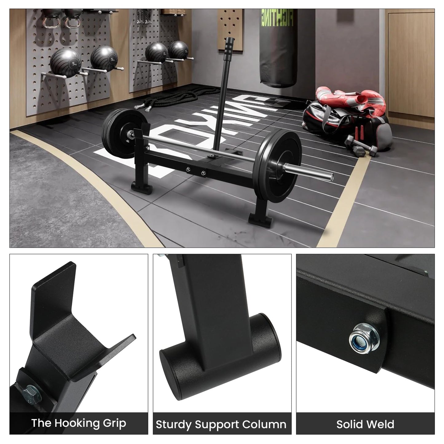 Deadlift Barbell Jack Stand, Heavy Duty Steel Deadlift Jack for Easy Changing Plates, Anti-slip Handle Deadlift Stand, Home Gym Deadlift Exercises, Weight Training Equipment, 800lb Capacity