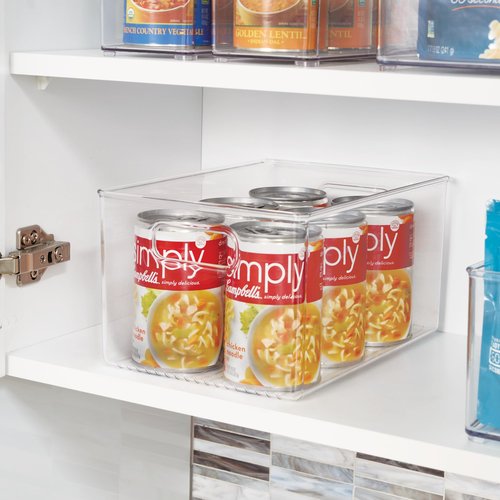 iDesign Pantry Organizer Bins with Handles - Storage Bins for Cabinets or Fridge - Set of 4 - Clear