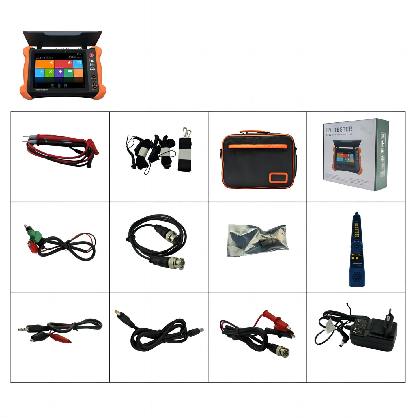 EVERSECU 8 Inch All in One Retina Display CCTV Tester,8K 32MP 12MP IP Camera Tester,4K 8MP TVI/CVI/AHD/SDI/CVBS CCTV Monitor Support DMM, OPM, VFL, TDR,Network Tools,WiFi,HDMI
