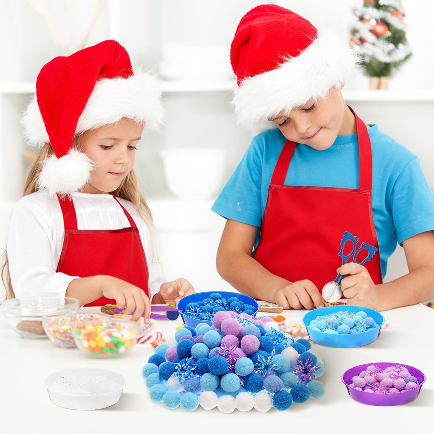 Skiennix Winter Sensory Bin - 208 Pcs Frozen Snowflake Counting & Sorting Filler for Kids