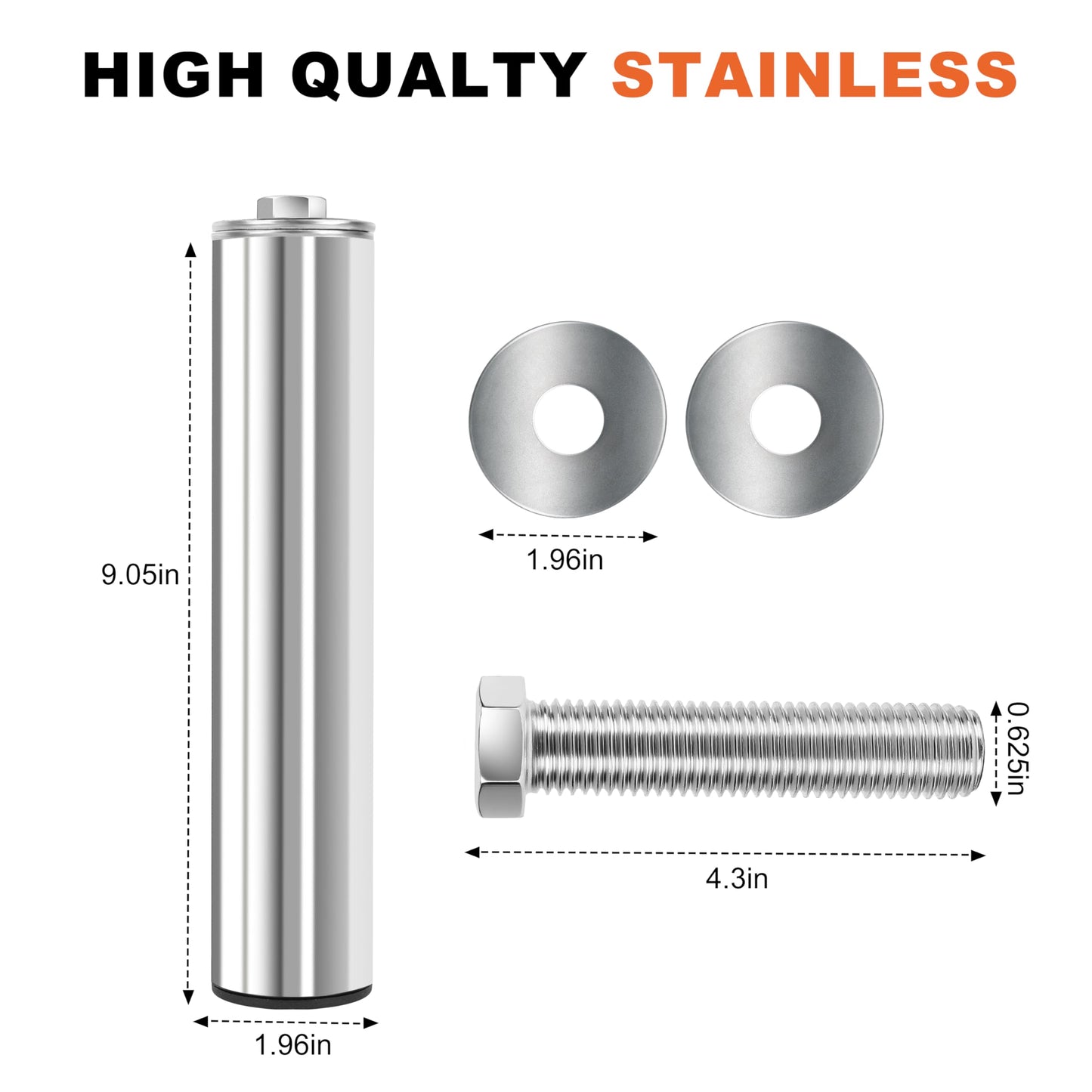 EVERYMATE Stainless Steel Weight Plate Holder - Power Rack & Squat Rack Attachments 2 Inch Olympic Plate Storage Rack for 2x2 3x3 2x3 Power Cage Accessories