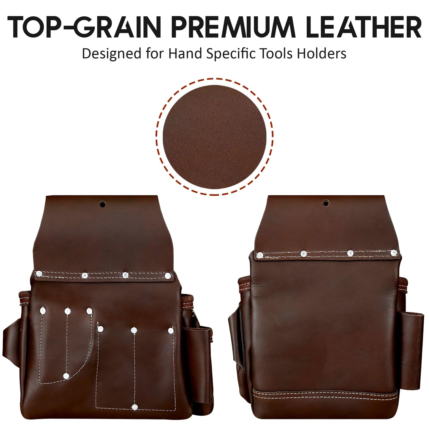 AP-LEATHER PRO-19 100% Genuine Full Grain Leather Tool Belt/Pouch/Bag, tool belt with suspenders, Comfort Back Support Tool Pouches With Suspenders (Chocolate Brown)