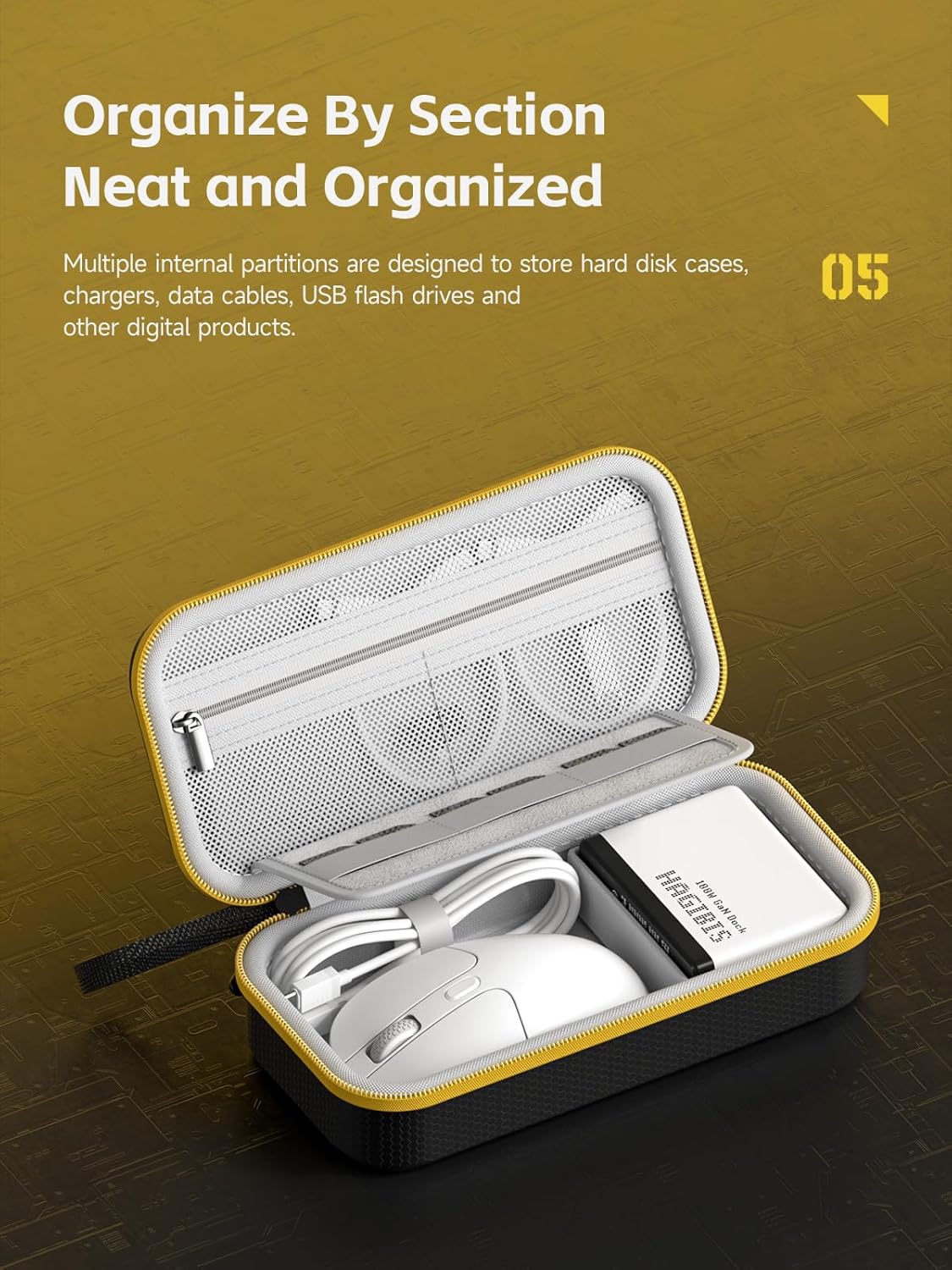 Hagibis Electronic Organizer Traveling Case Bag EVA Hardshell PU Portable Carrying Pouch for Mouse, Charger, Cables