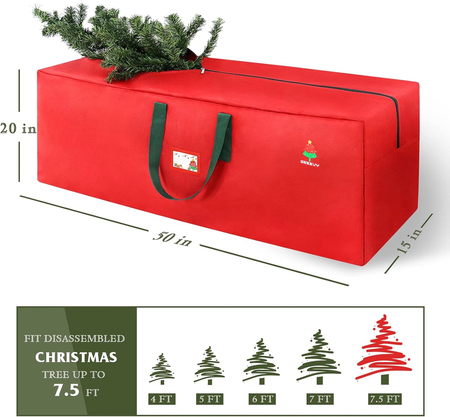 Regine Switzerland Christmas Tree Storage Bag - 7.5ft Waterproof Oxford Box with Durable Handles & Zipper