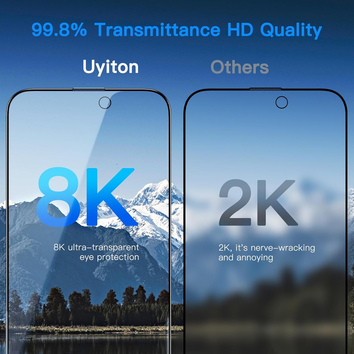 15 9H 15, 2 Pack Uyiton Anti-Blue Light for iPhone Screen Protector - Unbreak-Glass Full Coverage Case Friendly Scratch