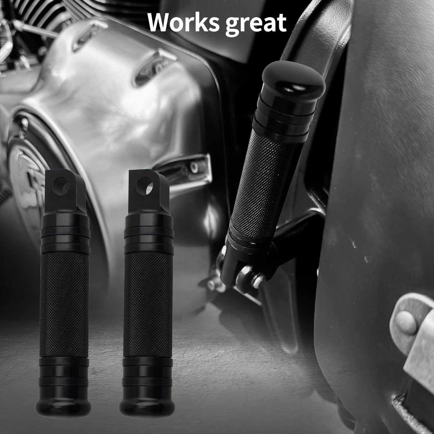 QUASCO Motorcycle Foot Pegs, Black CNC Aluminum Mounting Footpegs, Motorbike Passenger Footrests Pedals Compatible with Harley Dyna, Sportster, Road king, Forty Eight