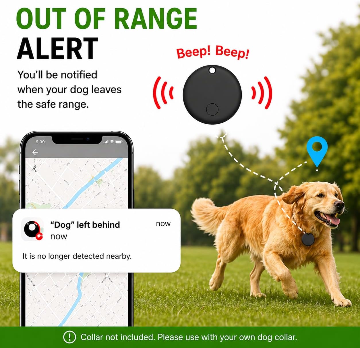 MDTZULIK GPS Collar for Dogs,Pet Tracker (Android Only) Smart tag,Waterproof Compatible with Google Find My,No Monthly