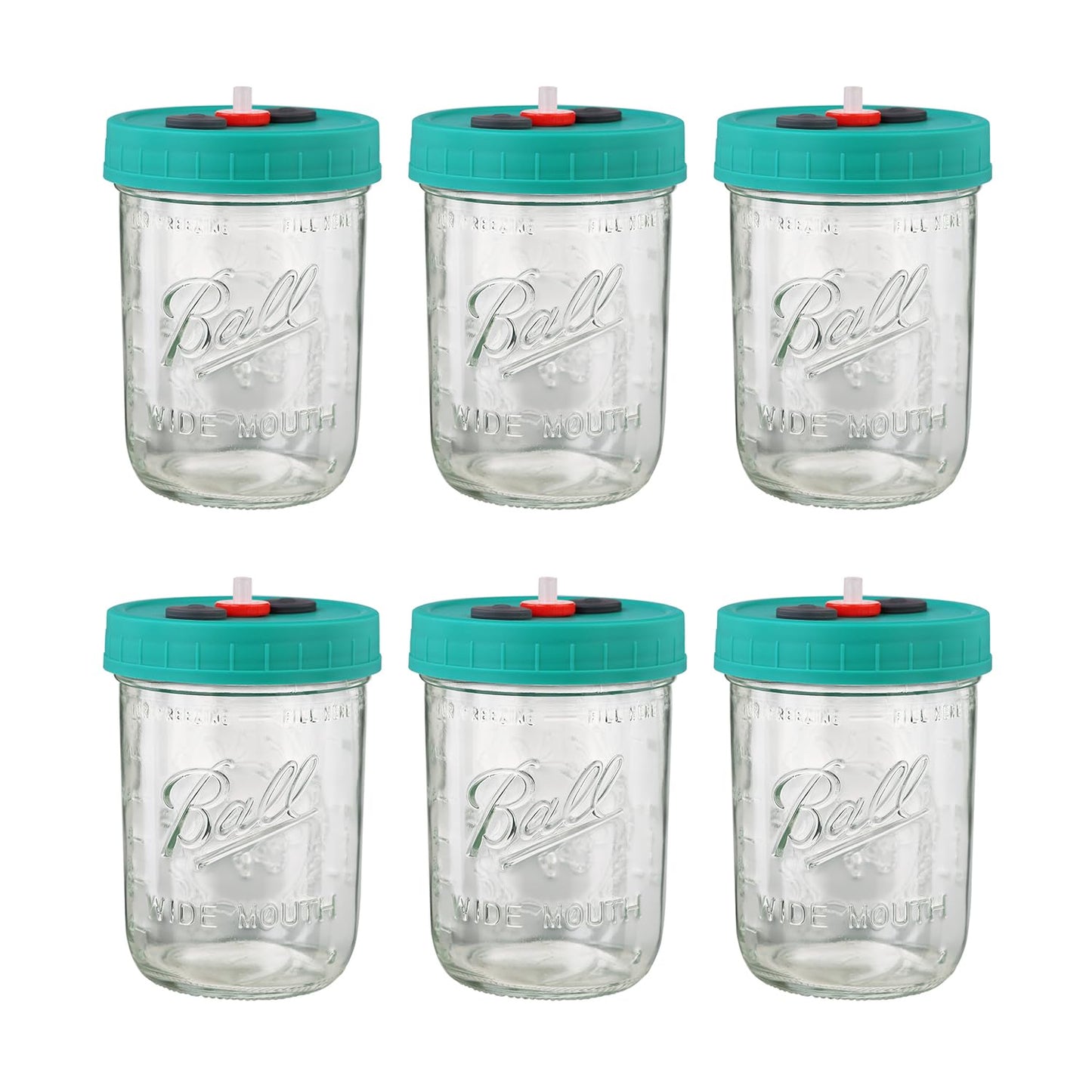 MOFOGDR Mushroom Liquid Culture Jar with Self Healing Sealing Injection Port & Syringe Filter Port Mycology Supplies Mushroom Inoculation, Cultivation, Growing Kit 500 ML, 6PCS|PACK