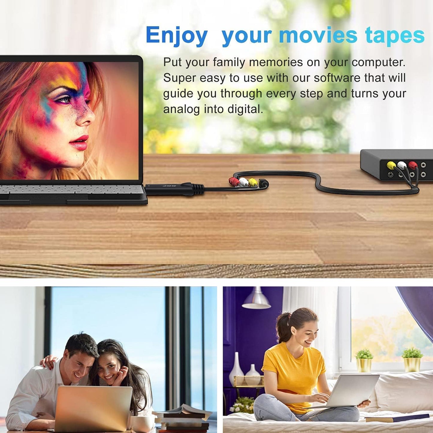 Kkf 2.0 PS3 PS4 (IU037B-2) USB Video Capture Card for Streaming VHS to Digital Converter, with Audio Transfer Grabber