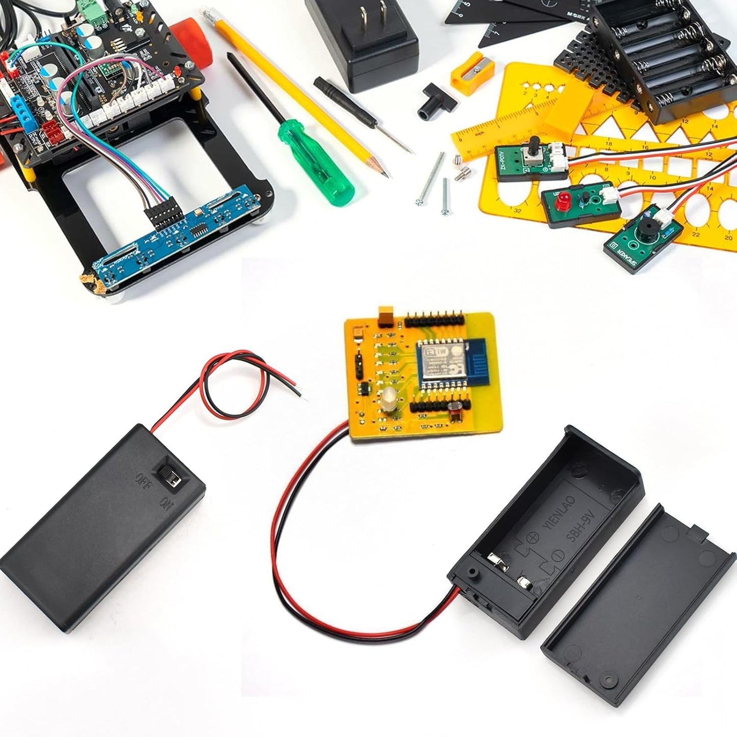 SDTC Tech 1 1.5V 1.5 1.5V 4 Packs x AA Battery Holder with Wires, Volt Battery Case Box with ON/Off Switch, Battery