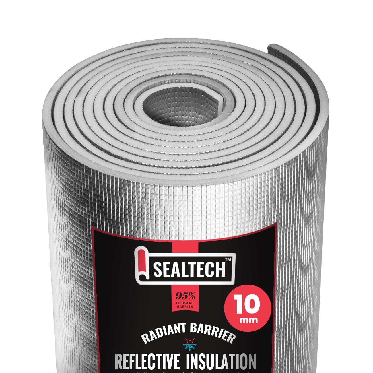 SEALTECH Ultra Heavy Duty 10mm Reflective Insulation Roll - Premium Foam Core Radiant Barrier for Energy Conservation -Commercial Grade Soundproofing Thermal Shield for Indoor and Outdoor (24" X 100')