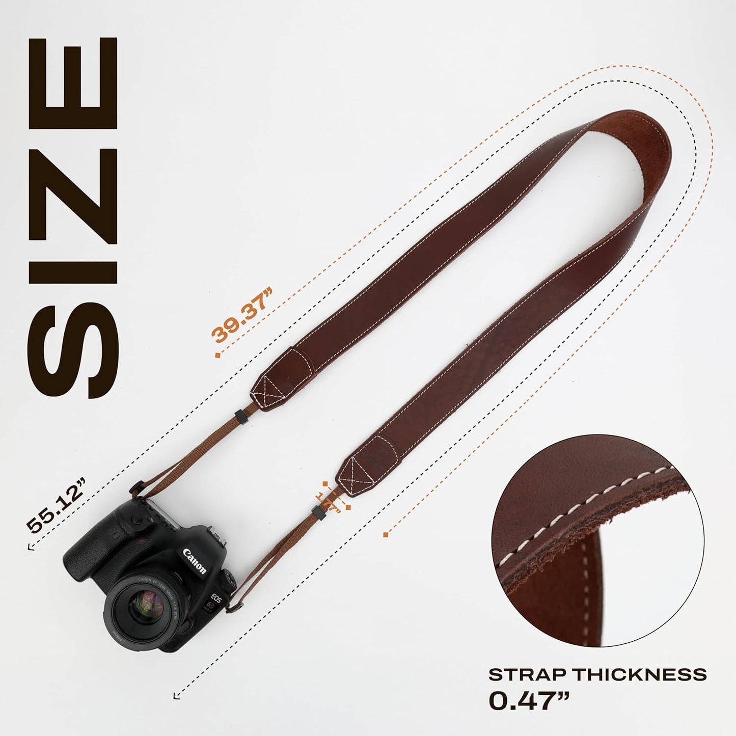 Classic Genuine Leather Shoulder Strap for DSLR/SLR Cameras - C Coiro