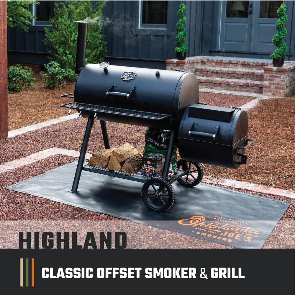 Oklahoma Joe's Highland Offset Charcoal Smoker and Grill with 900 sq. in. Cooking Area in Black