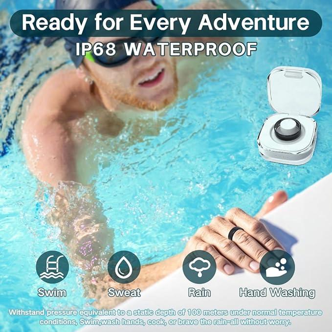 Smart Rings for Women Men,Fitness Tracker Ring,Heart Rate,Blood Oxygen,Blood Pressure,Step Tracker,Sleep Monitoring,No Subscription Fee,IP68 Waterproof Smart Ring for iPhone&Android(Gold 7)