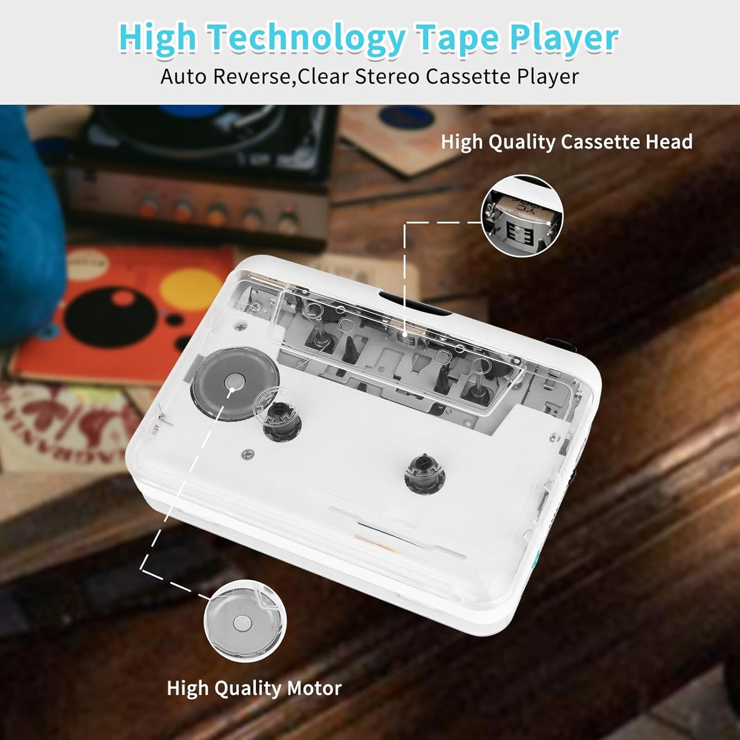 Cassette Cassette Player-Cassette MP3 Player- Clear StereoAuto Reverse Tape Tape to Converter with Tape Converter