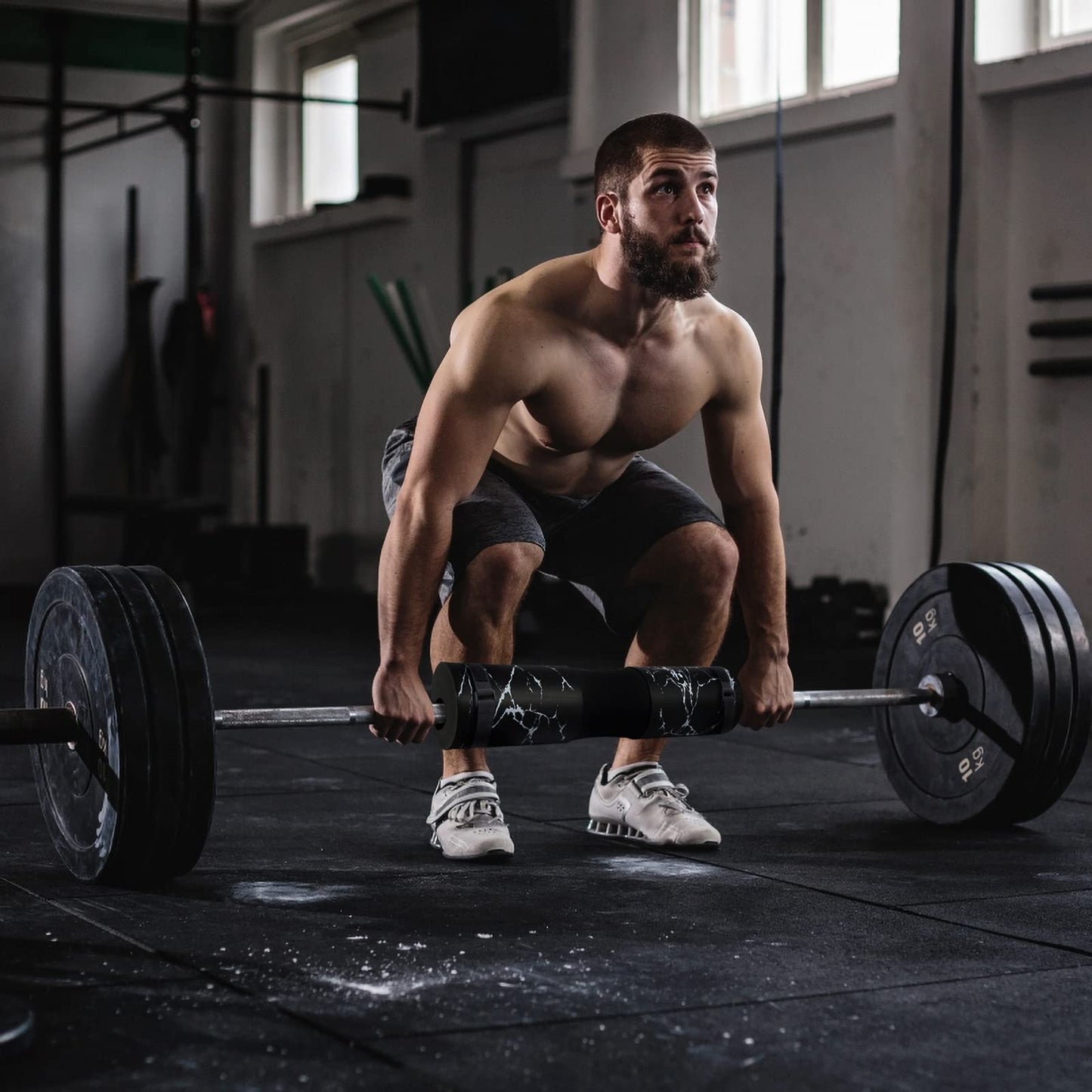 POWER GUIDANCE Barbell Squat Pad - Neck & Shoulder Protective Pad - Great for Squats, Lunges, Hip Thrusts, Weight Lifting & More - Fit Standard and Olympic Bars Perfectly,Black Marble