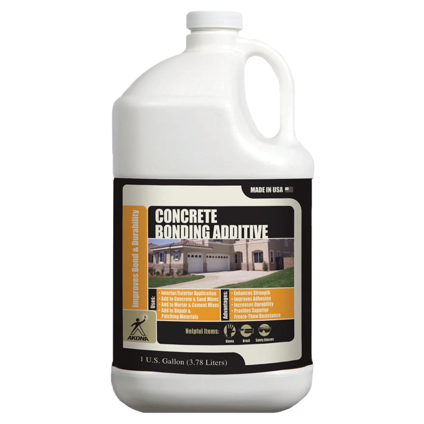 Akona Concrete Bonding Additive - Liquid Concrete Strengthener & Bonding Agent, Acrylic, Increase Strength in Cold Weather, Admixture (Gallon, 1)