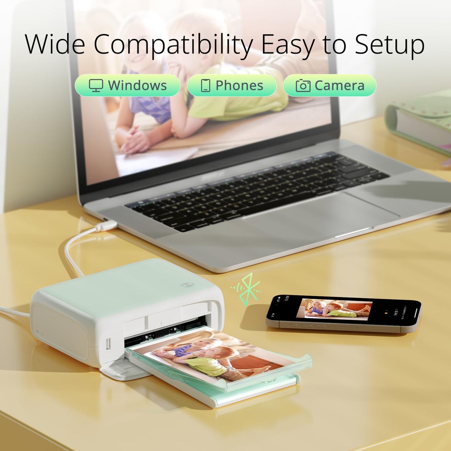 YOTON Photo Printer with 162 Sheets (4"x6") & 3 Ink Ribbon, Support AR Video Printing, WiFi Connection, Portable Photo Printer for iPhone/Android/Laptop