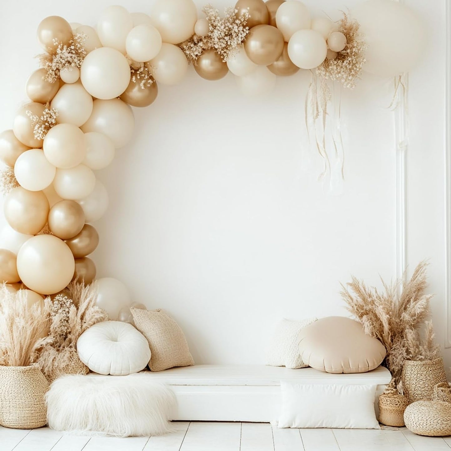 RUBFAC Ivory White Balloon Garland - 129pcs Latex Balloons in Various Sizes for Party Decor | Birthday, Wedding, Baby Shower