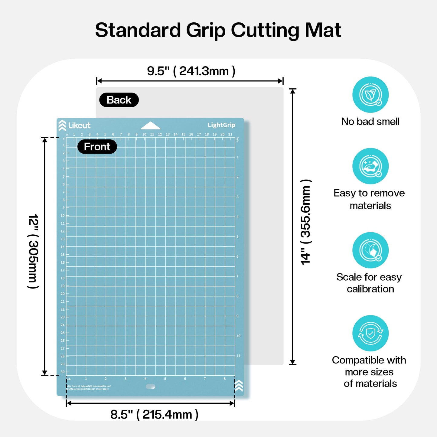 Likcut Portable Vinyl Cutter S41 with 8.5" x 12" LightGrip Cutting Mats for Craft DIY with Precision Grid for DIY Paper, Stickers & Cardstock