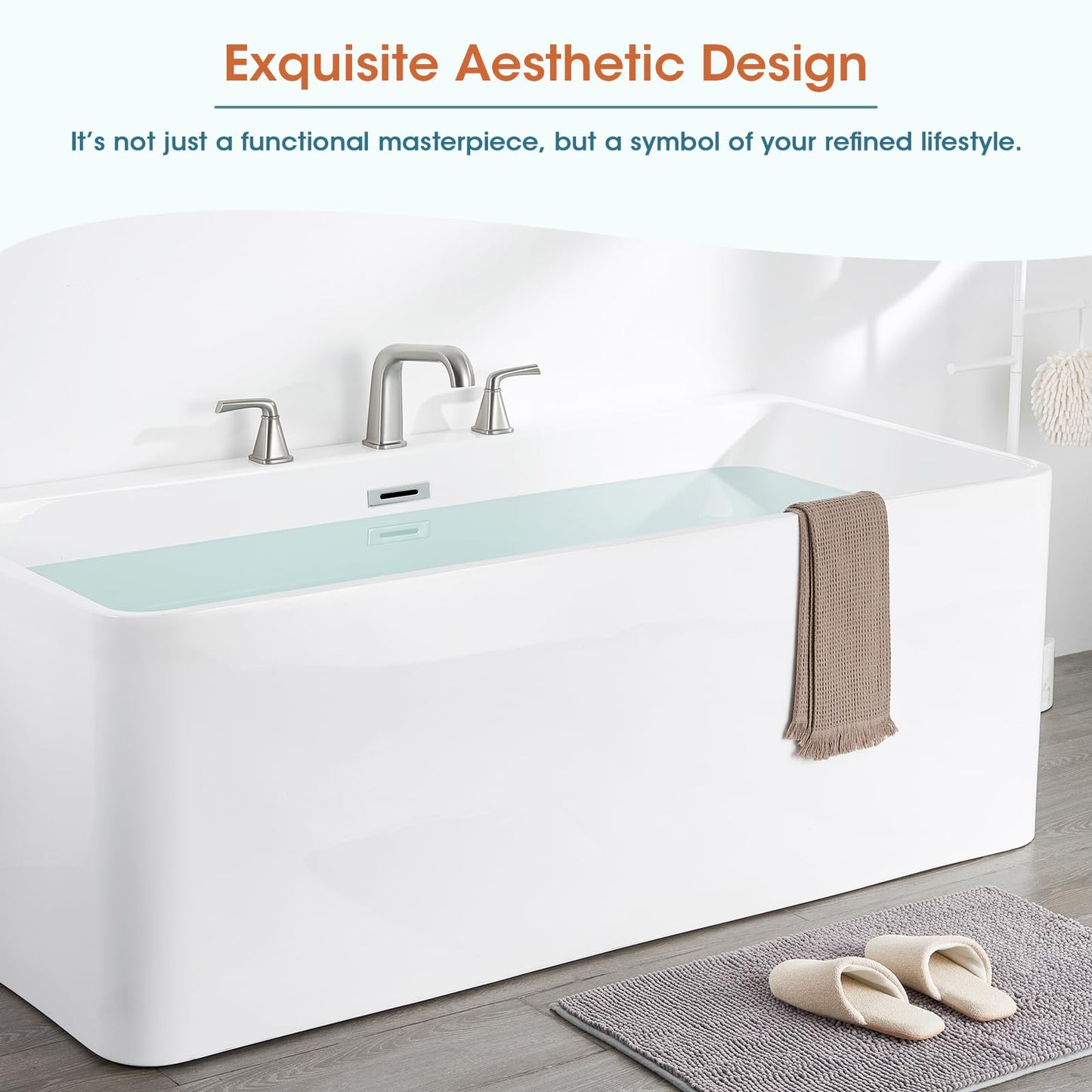 Bathtub Faucet Set 3 Hole, Brushed Nickel Roman Bathtub Faucet, High Flow Deck Mount Tub Faucet, Widespread Garden Tub Faucet 2-Handle with Hot & Cold Supply Lines