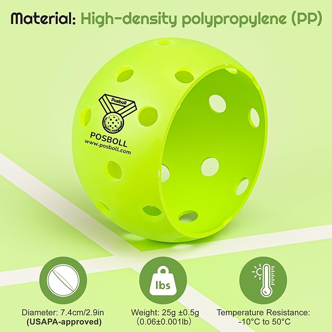 Pickleball Balls,40 Holes Outdoor/Indoor Pickle Balls 3-Pack,Rotomolded high-wear LPE Pickleball,200+ Hours warp-Free,Seamless Crack-Proof Design Pro Practice Pickleballs