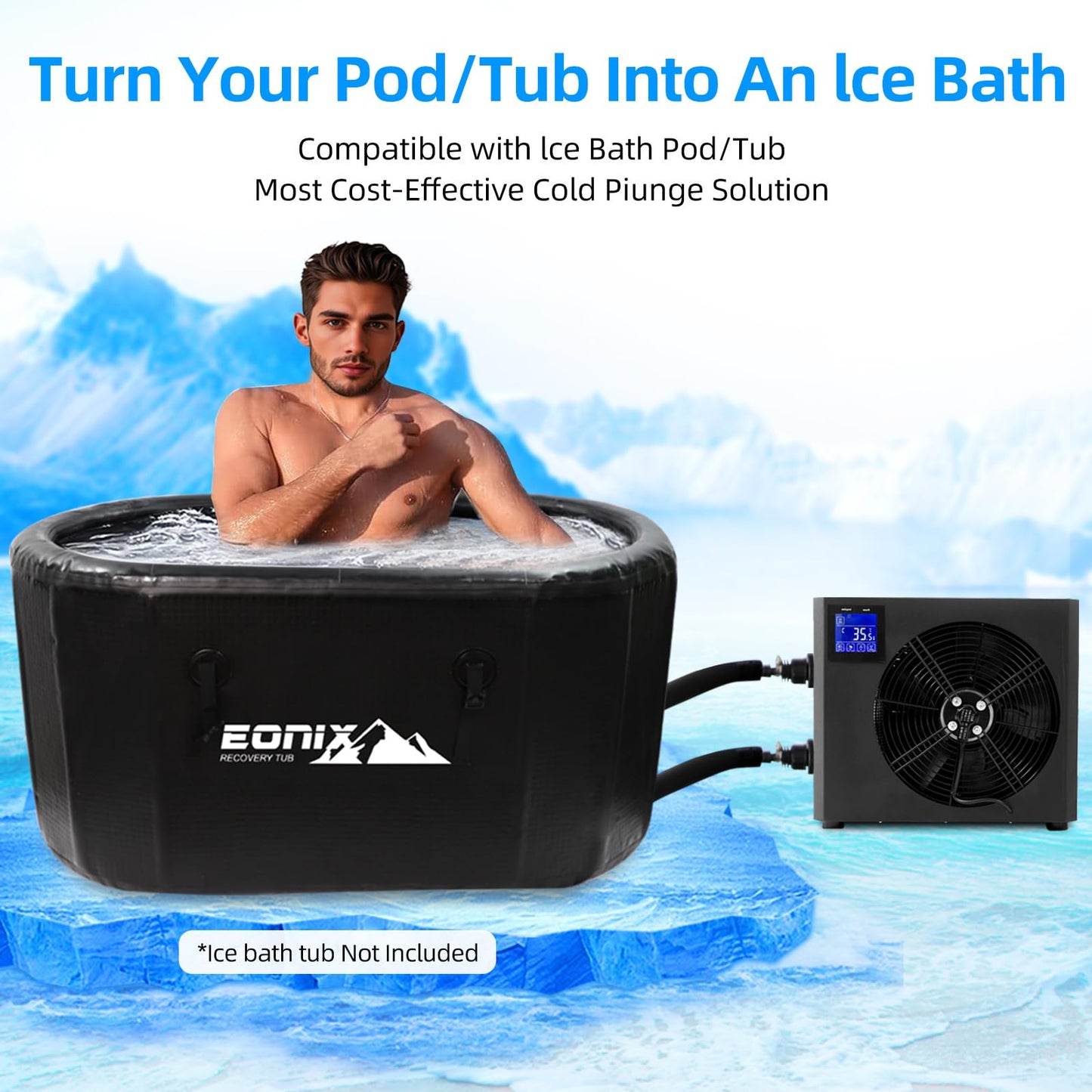 Ice Bath Water Chiller for Cold Plunge Tubs, 1.0HP Water Chiller Machine, Hydroponic Cooling System, Fish Tank Chiller with Upgraded LED Display