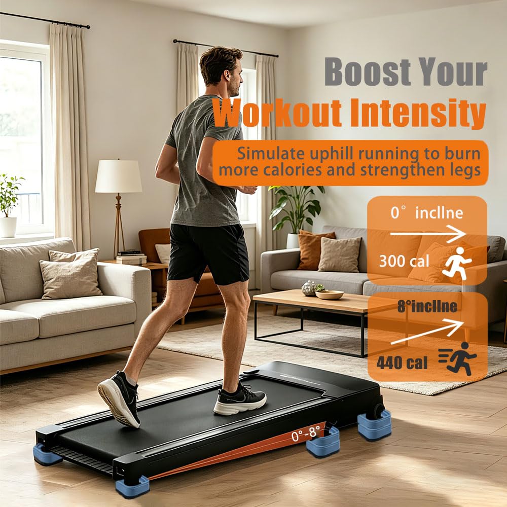 MouMouPurr 8Pcs Blue Treadmill Incline Riser Blocks, Stackable Height Adjustable Walking Pad Attachment, Non-Slip Upgrade Ramp for Home Gym Leveling & Uphill Workout, Durable Treadmill Accessories