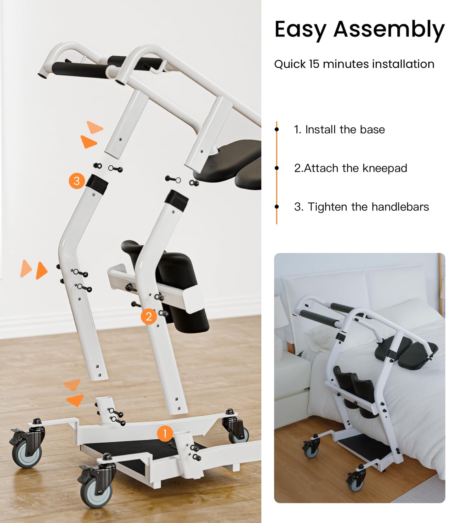 VOCIC Sit to Stand Lift, One-Step Stand Assist Lift for Elderly, Patient Lift Chair Transport Unit with Wheels, Fall Prevention & Muscle Building, AY03 2026 Upgraded