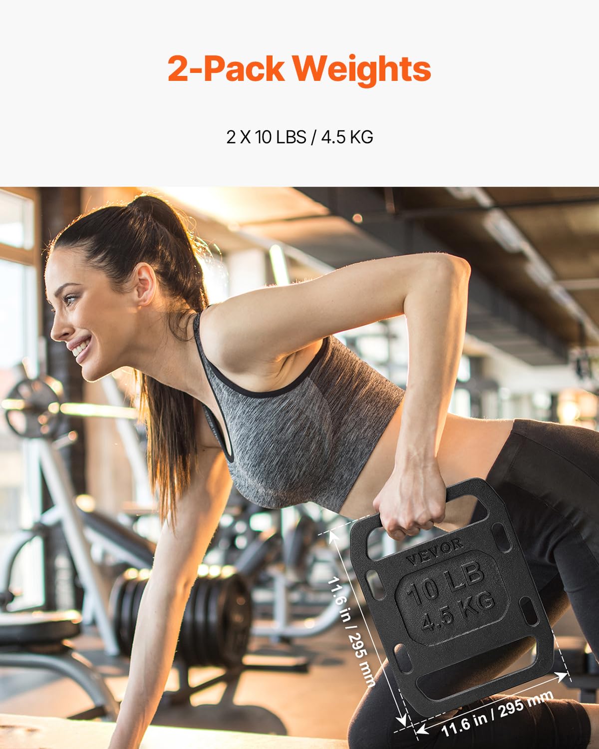VEVOR Cast Iron Weights, 10LB Pair Weighted Weights with Straps, Adjustable Plate for Swings, Squat, Strength Training, Weightlifting, Fitness Workout