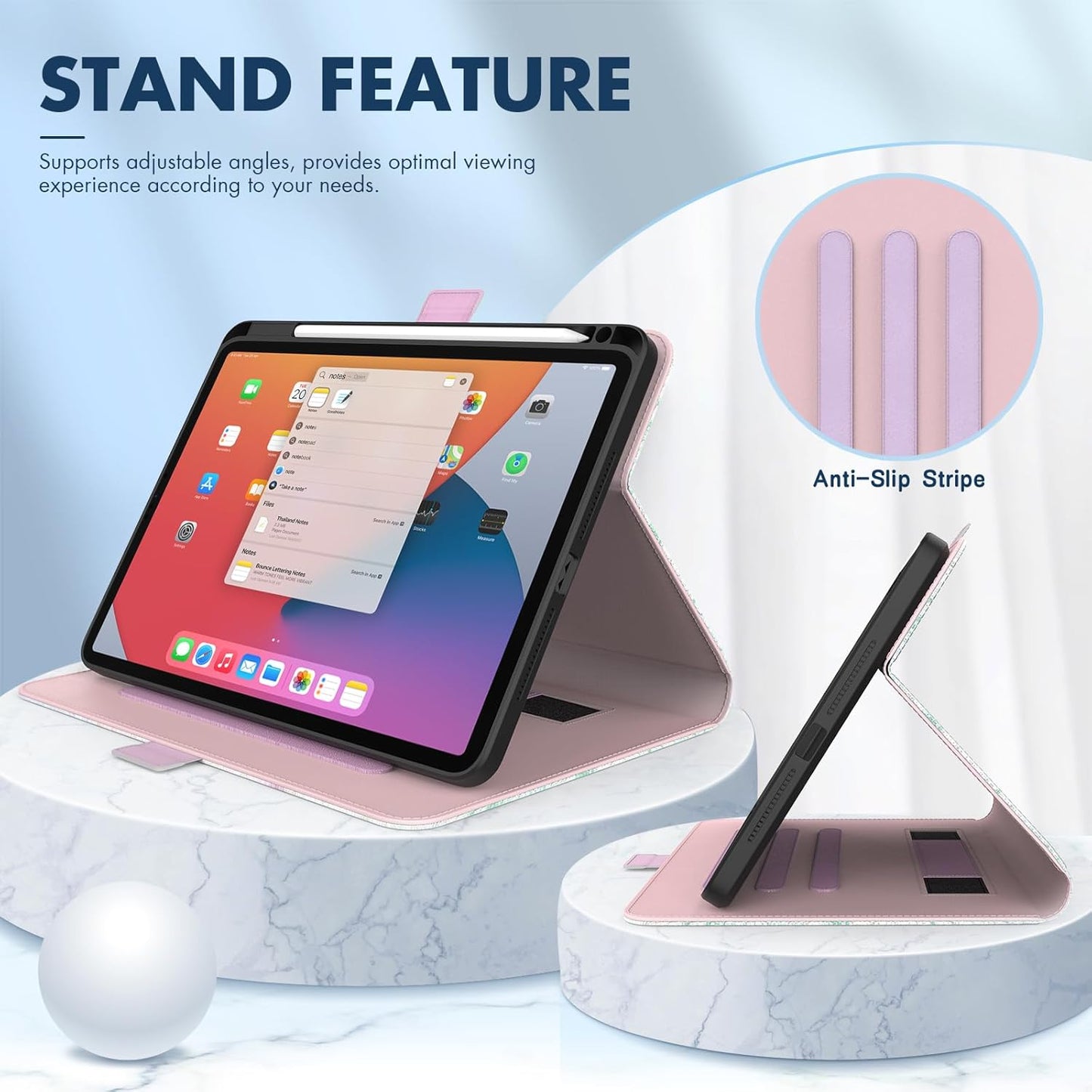 Dteck 13-inch M4/M5 (2024/2025) for iPad Pro Smart Folio Case with Auto Sleep Wake/Pencil Holder/Adjustable Stand/Grip