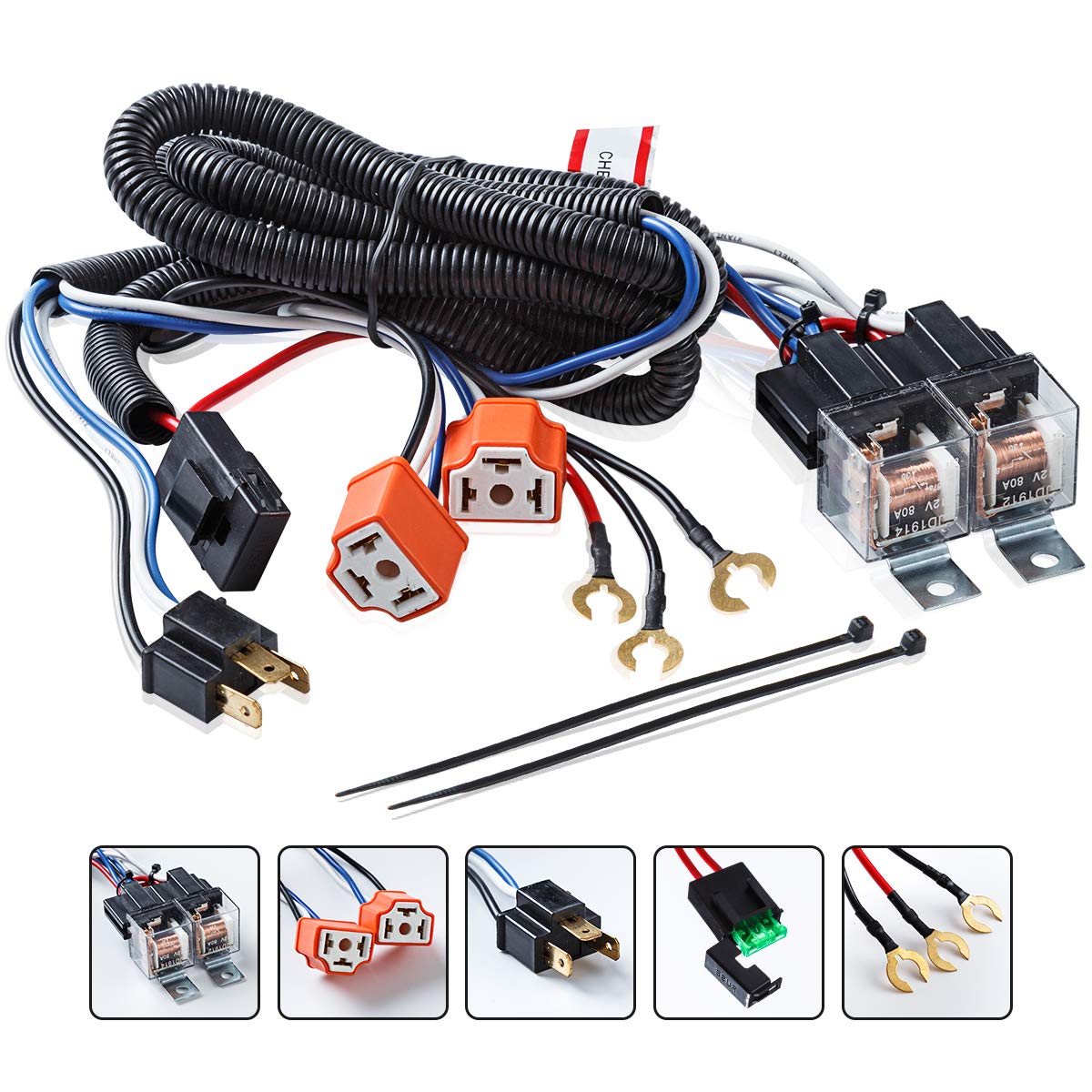 H4 1set 2 H6054 6024 9003 5x7 7x6 95-97 88-95 Relay Harness Headlight Led Headlight Relay Wiring Harness Kit for Toyota