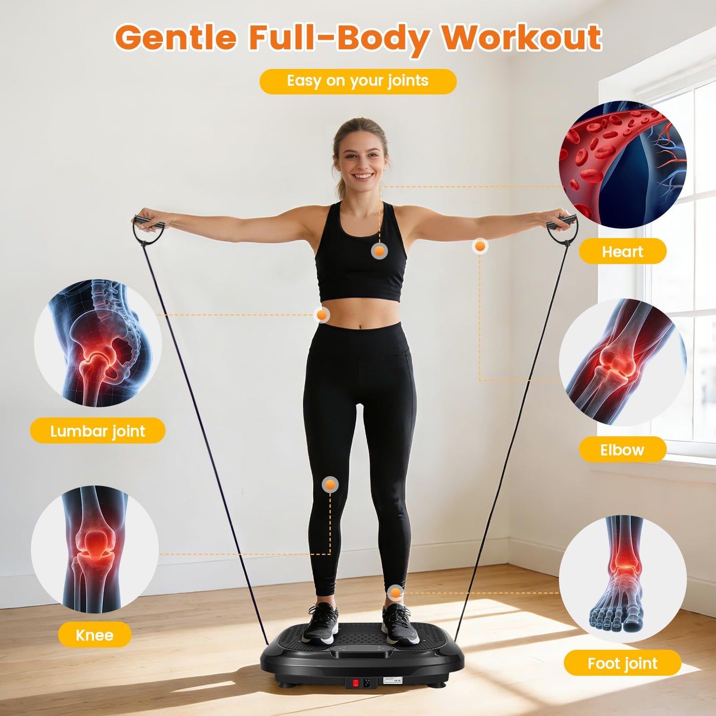 ALSO GO Large Vibration Plate Exercise Machine, 200 Speeds & 10 Models, 500LB Capacity, LED Display, Bluetooth Audio, Shake Plate with Loop Bands for Full Body Fitness, Lymphatic Drainage, Pain Relief