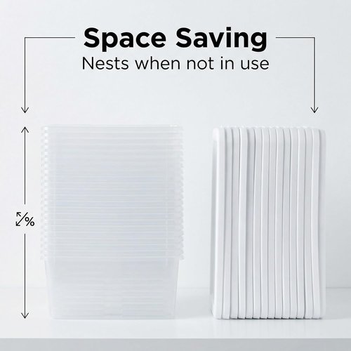 Clear Plastic Storage Boxes by 20-Pack | 6 Quart Stackable Bins for Closet, Kitchen & Office Organization