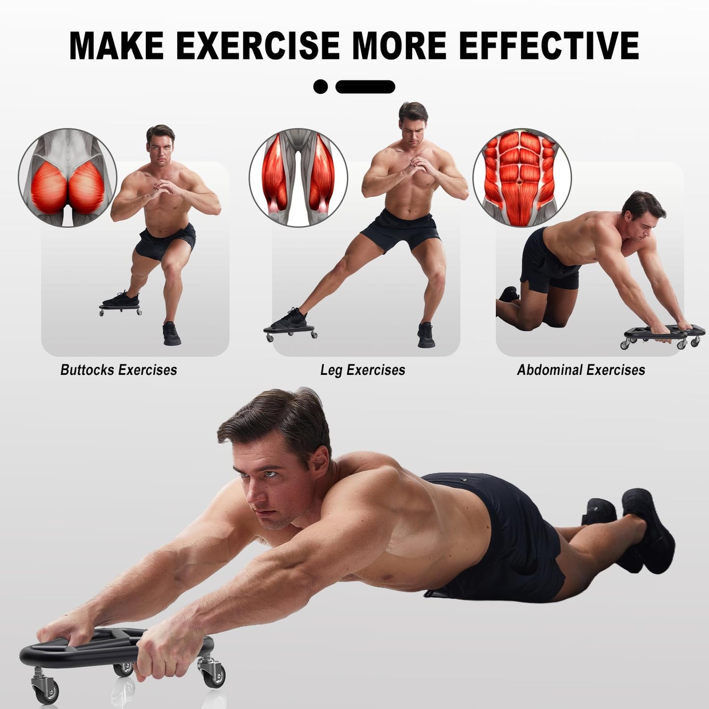 HOTWAVE Ab Roller Wheel for Core Workout – Extra-Wide Ab Exercise Equipment for Abs, Arms & Back – Stable & Quiet Fitness Roller for Home Gym Strength Training – Includes Knee Pad – For Men & Women