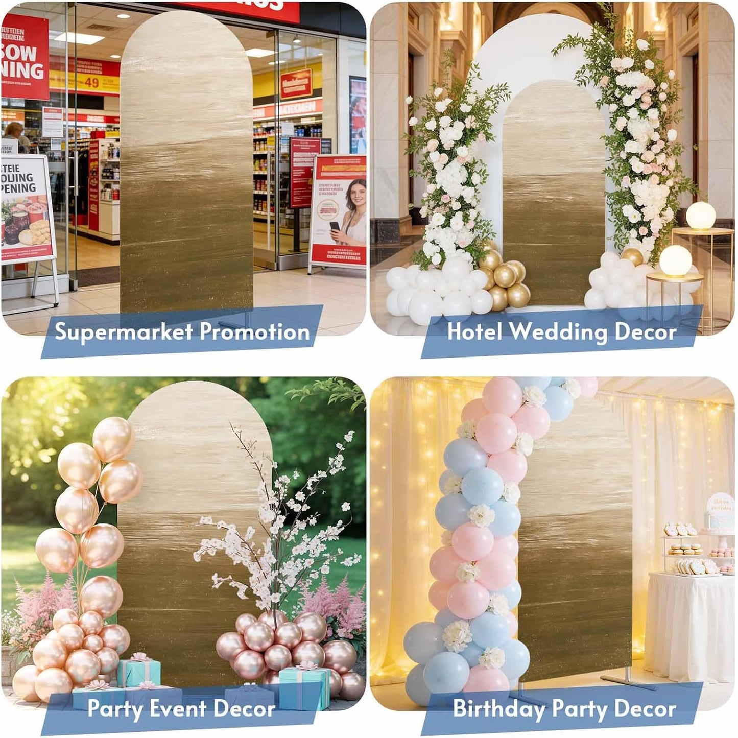 Jnbasdffb 7.2 Brown Ombre Wedding Arch Cover, Stretchy Spandex Arch Backdrop Stand Covers FT, Modern Abstract Art Ocean