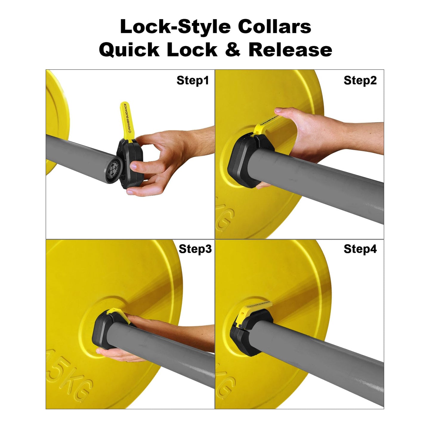 POWER GUIDANCE Barbell Collars Barbell Clips, ONLY for 2 inch Olympic Barbell Clamps,Non-Slip Weight Clamps Quick Release Barbell Collar for Workout Weightlifting, Gym equipment accessories