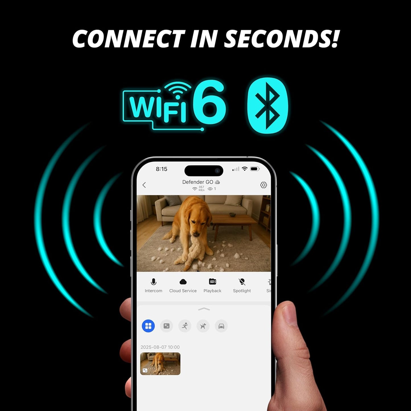 Defender 2K 2-Way GO AI Powered WiFi Indoor/Outdoor Home, Business, Pet, Baby Security Camera, AI Detection, Dual Band